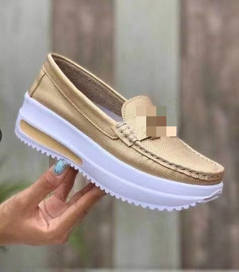 Thick soled round toe solid color women's PU shallow mouthed women's flat sole single shoes