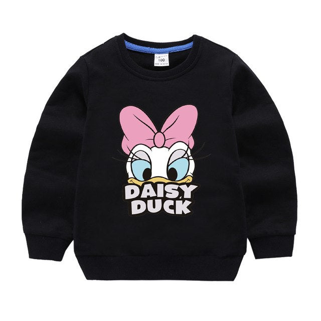 Jargazol Baby Girl Clothes  Autumn Winter Fleece Sweatshirt Cartoon Duck Printed Todder Boy Tops Children Cotton Kids Shirt