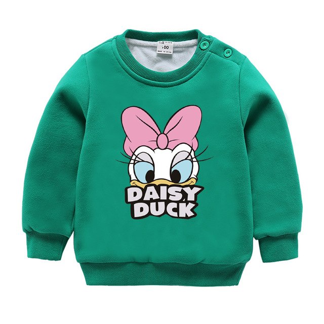 Jargazol Baby Girl Clothes  Autumn Winter Fleece Sweatshirt Cartoon Duck Printed Todder Boy Tops Children Cotton Kids Shirt