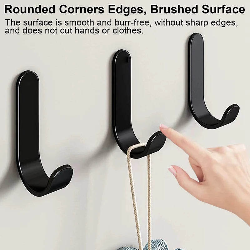 12Pcs Self Adhesive Hooks Heavy Duty Stainless Steel Wall Hooks Waterproof Sticky Hooks Bathroom Hang Towels Keys Coat Bags