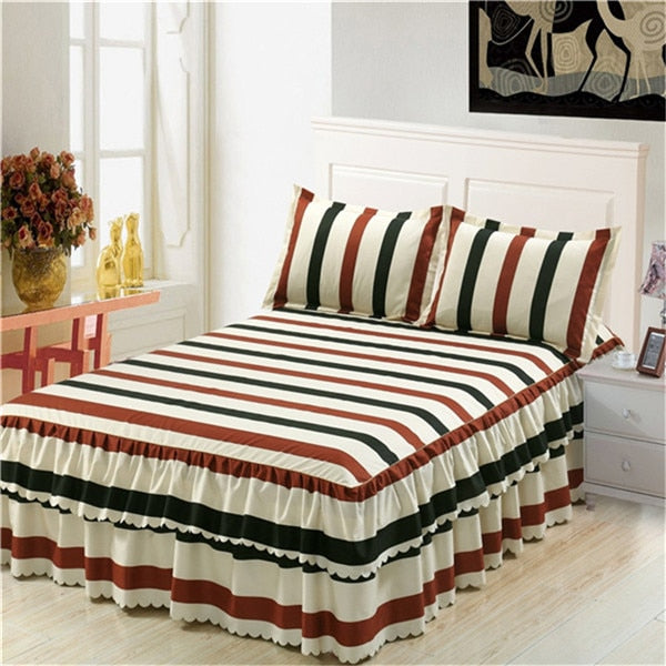 Classic Double Layer Skirt Bedding Set Flower Printing Bed Shirts Bed Linen 3pcs/set Pastoral Bed Sheet Home textile Pillowcase