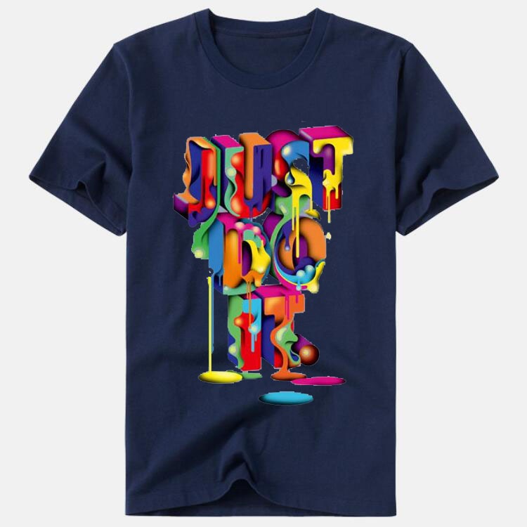 JUST DO IT Men's and Women's Round Neck Colorful Printed T-shirt