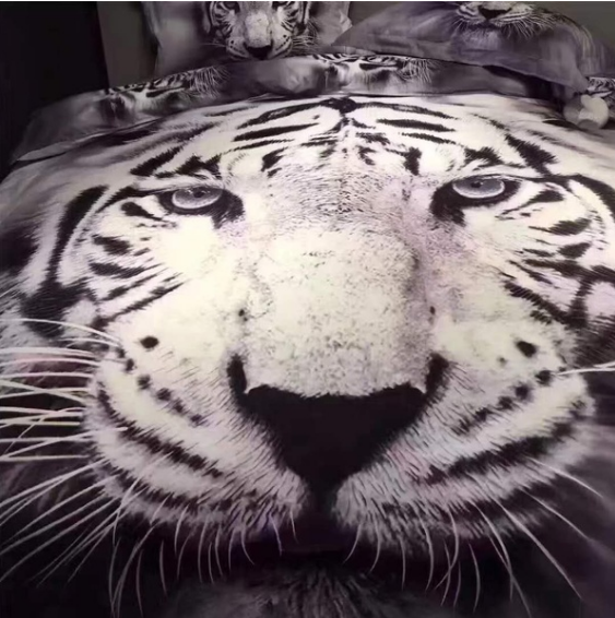 3D white tiger animal twin king full double bedclothes pillowcase duvet cover set bedding set