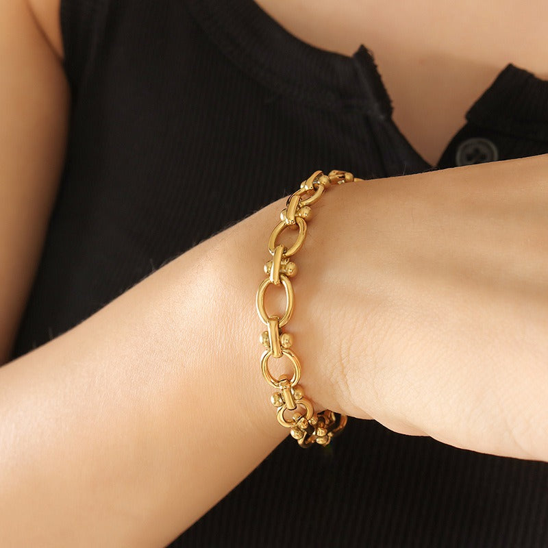 Thick chain interlocking couple girl gift bracelet jewelry accessories