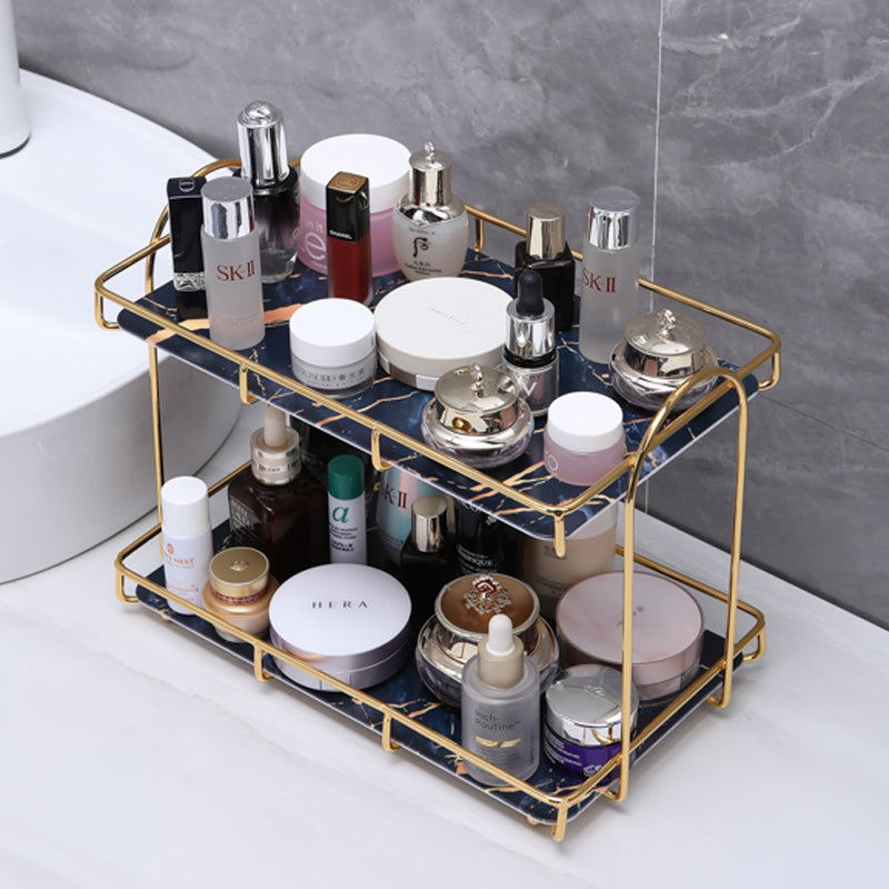 Bathroom Rack Desktop Cosmetic Storage Rack Golden Double-Layer Iron Finishing Organizer