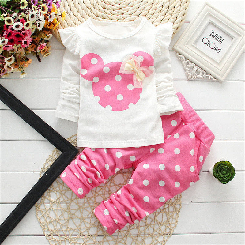 Baby Girls Winter Clothing Sets Cotton Cartoon Mouse Long Sleeve Bebes Suit Newborn Kids Baby Girl Clothes