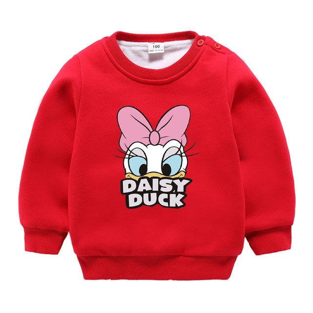 Jargazol Baby Girl Clothes  Autumn Winter Fleece Sweatshirt Cartoon Duck Printed Todder Boy Tops Children Cotton Kids Shirt