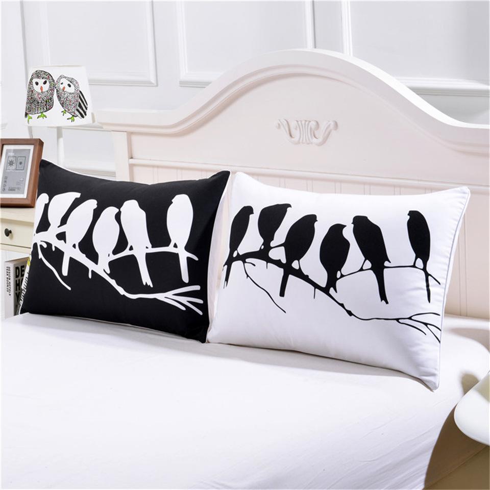 Bedding  Pillowcase Black and white bird 3D Print Pillow Case Pillow Bedding