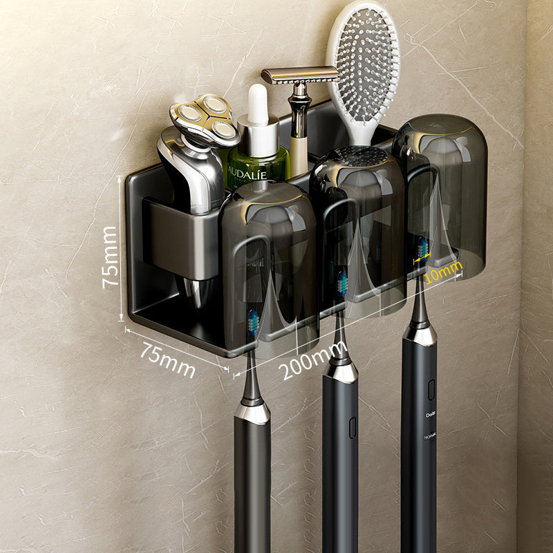 Toothbrush Shelf Bathroom Non-Perforated Mouthwash Cup Tooth Cup Wall-Mounted Storage Rack Electric Toothbrush Shelf