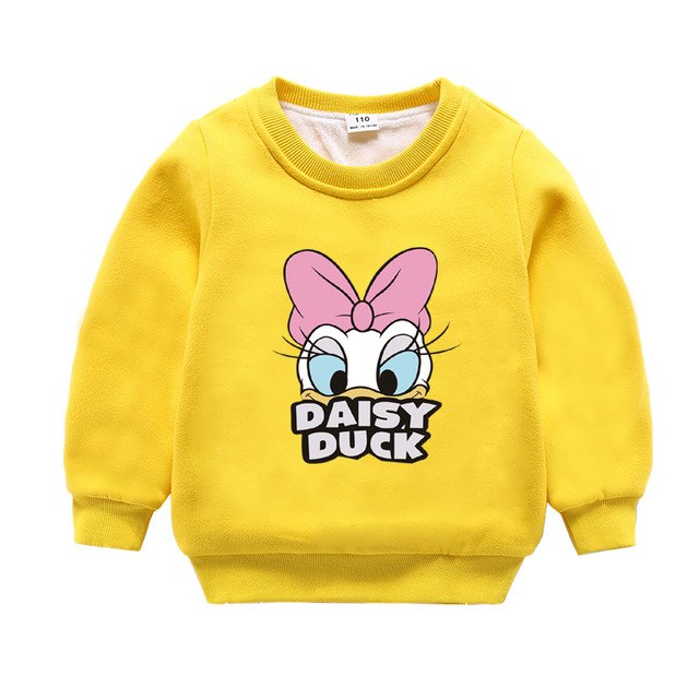 Jargazol Baby Girl Clothes  Autumn Winter Fleece Sweatshirt Cartoon Duck Printed Todder Boy Tops Children Cotton Kids Shirt