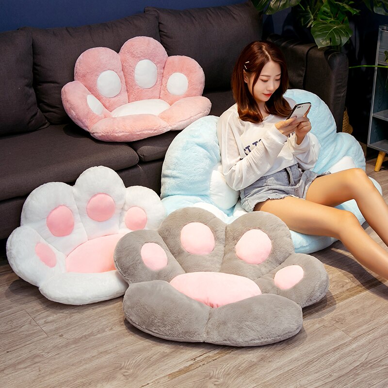 1PC 2 Sizes Soft Paw Pillow Animal Seat Cushion Stuffed Plush Sofa Indoor Floor Home Chair Decor Winter Children Girls Gift