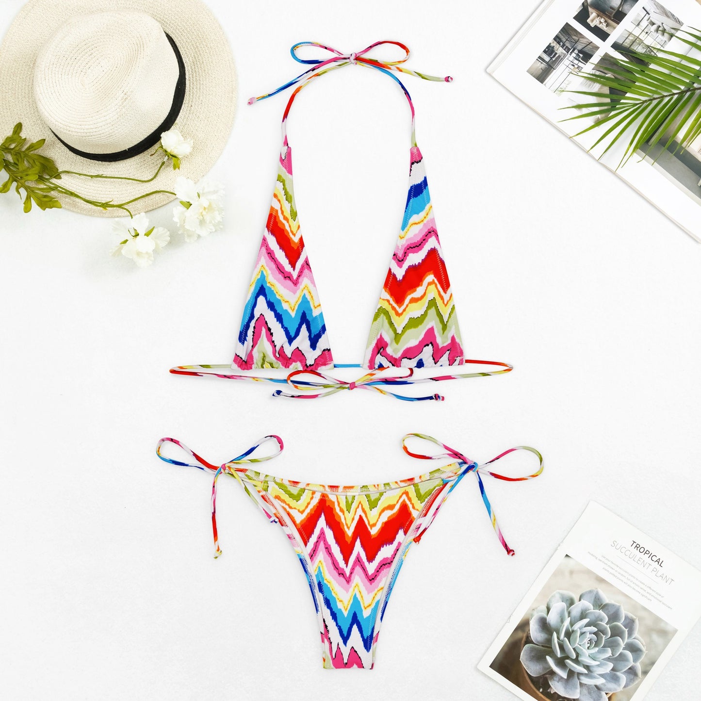 Bikini printed split swimsuit for women's swimwear