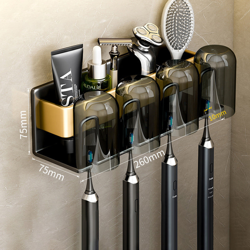 Toothbrush Shelf Bathroom Non-Perforated Mouthwash Cup Tooth Cup Wall-Mounted Storage Rack Electric Toothbrush Shelf