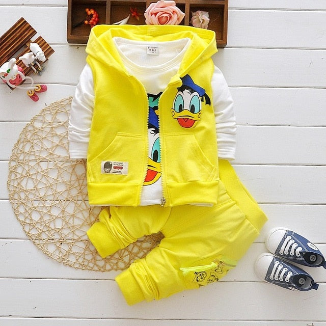 Boys Clothes Suits Cartoon Donald Duck Baby Kids Boys Outerwear Hoodie Jacket Baby Sport Boys Clothing Sets Suits