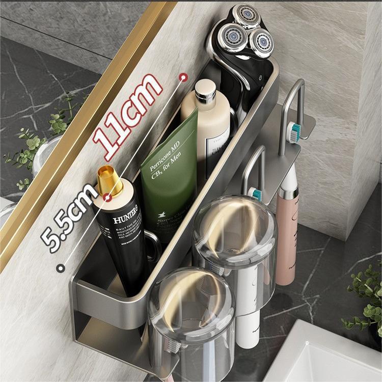 Toothbrush Shelf Bathroom Non-Perforated Mouthwash Cup Tooth Cup Wall-Mounted Storage Rack Electric Toothbrush Shelf