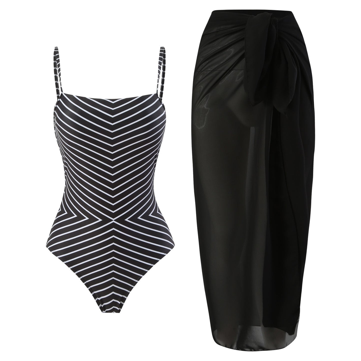 Hot spring swimsuit two-piece striped vintage jumpsuit bikini