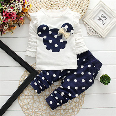 Baby Girls Winter Clothing Sets Cotton Cartoon Mouse Long Sleeve Bebes Suit Newborn Kids Baby Girl Clothes