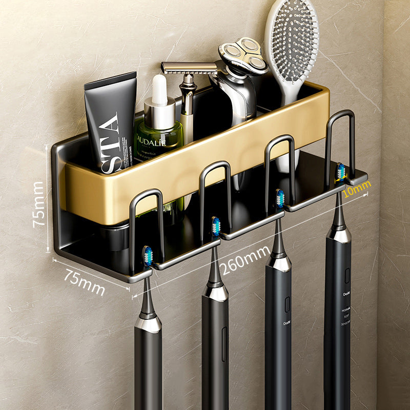 Toothbrush Shelf Bathroom Non-Perforated Mouthwash Cup Tooth Cup Wall-Mounted Storage Rack Electric Toothbrush Shelf