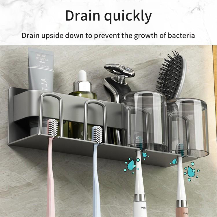 Toothbrush Shelf Bathroom Non-Perforated Mouthwash Cup Tooth Cup Wall-Mounted Storage Rack Electric Toothbrush Shelf