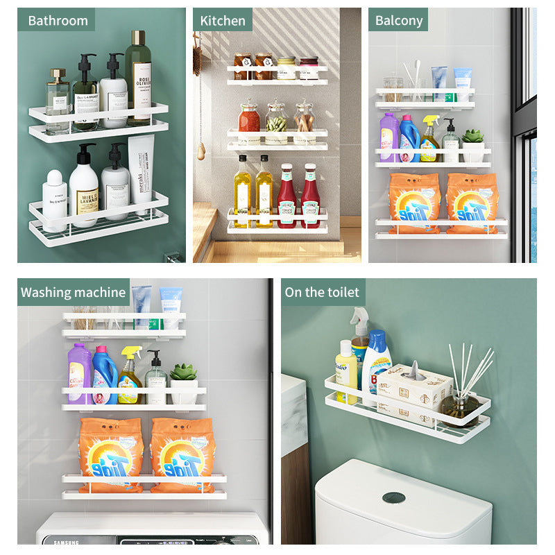 Toilet shelf Bathroom perforated free toilet Kitchen wall mounted bedroom wall cosmetics iron storage rack