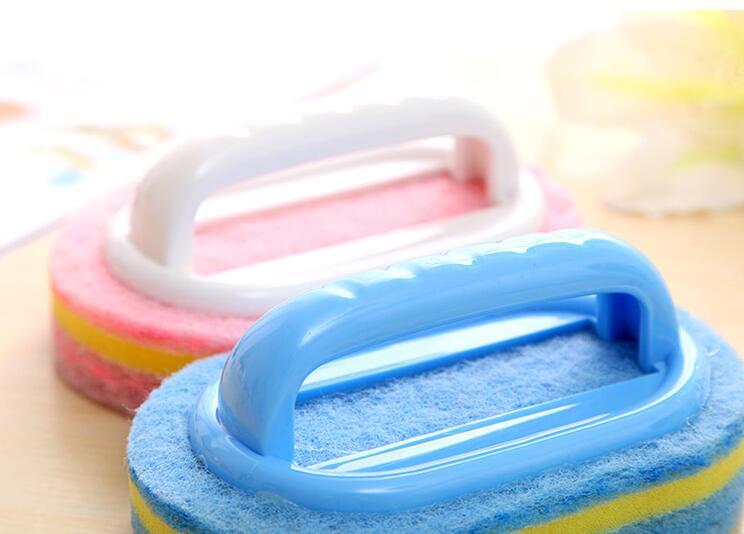 Kitchen Cleaning Bathroom Toilet Kitchen Glass Wall Cleaning Bath Brush Plastic Handle Sponge Bath Bottom