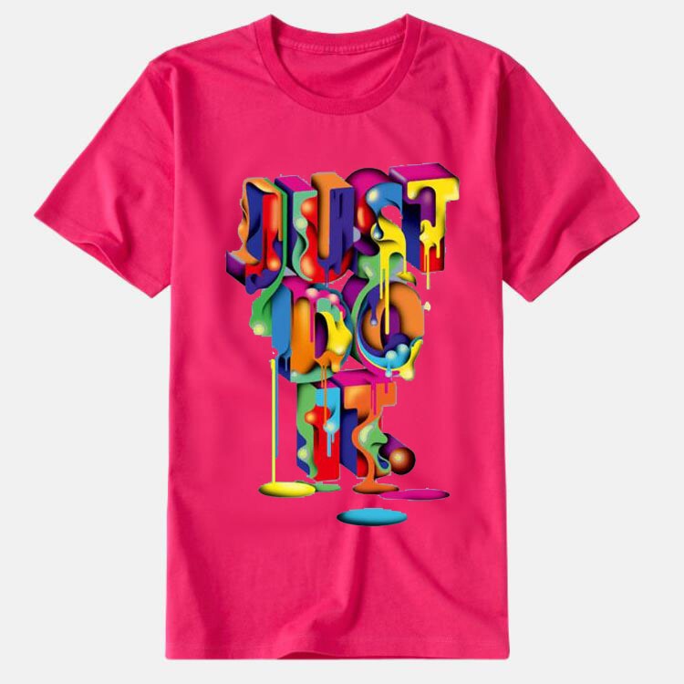 JUST DO IT Men's and Women's Round Neck Colorful Printed T-shirt