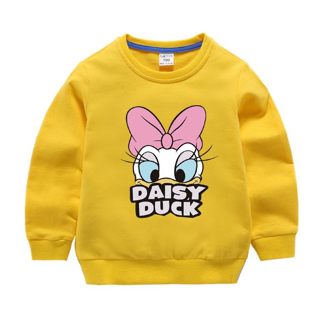 Jargazol Baby Girl Clothes  Autumn Winter Fleece Sweatshirt Cartoon Duck Printed Todder Boy Tops Children Cotton Kids Shirt