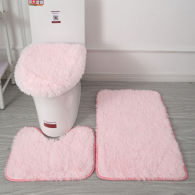 Modern Minimalist Style Solid Color Toilet Bath Bathroom Three-Piece Combination Home Bathroom Floor Mat