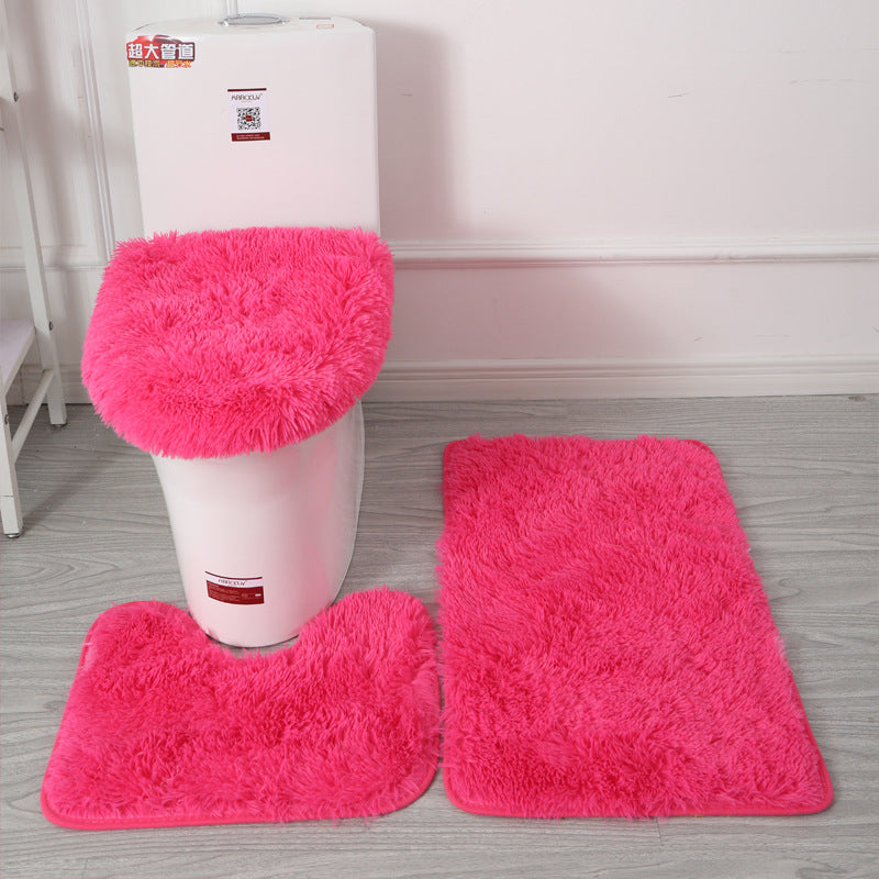 Modern Minimalist Style Solid Color Toilet Bath Bathroom Three-Piece Combination Home Bathroom Floor Mat