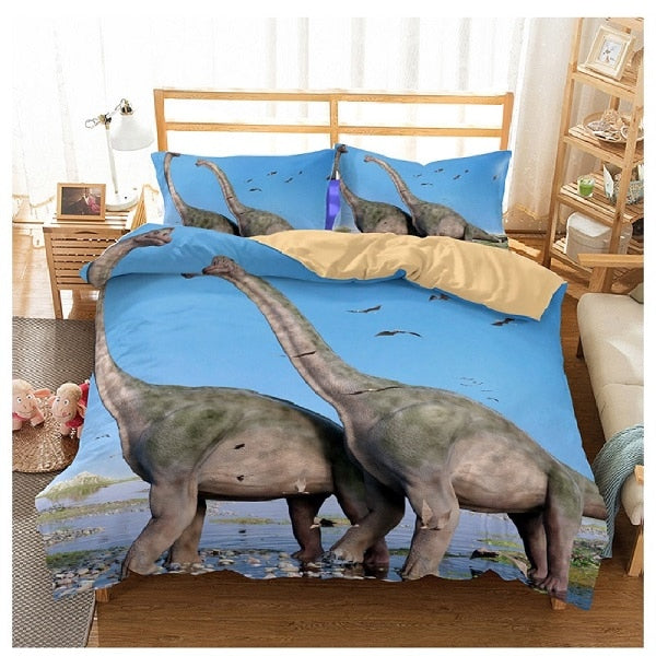 creative style home textile digital printing dinosaur pattern bedding set Europe and America King size 3 pcs bedding