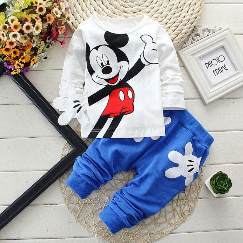 Baby Boys Clothes Spring Autumn Cartoon Leisure Long Sleeved T-shirts + Pants Newborn Baby Girl Clothes Kids Bebes Suits