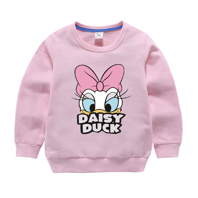 Jargazol Baby Girl Clothes  Autumn Winter Fleece Sweatshirt Cartoon Duck Printed Todder Boy Tops Children Cotton Kids Shirt