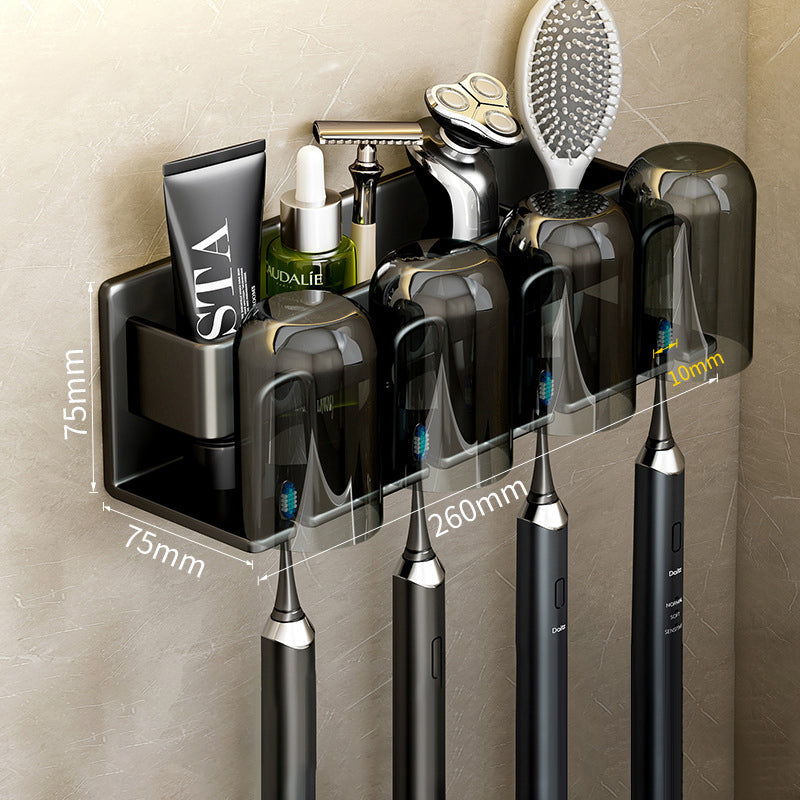 Toothbrush Shelf Bathroom Non-Perforated Mouthwash Cup Tooth Cup Wall-Mounted Storage Rack Electric Toothbrush Shelf