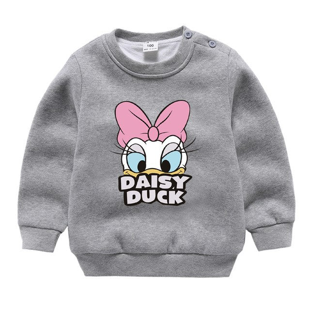 Jargazol Baby Girl Clothes  Autumn Winter Fleece Sweatshirt Cartoon Duck Printed Todder Boy Tops Children Cotton Kids Shirt