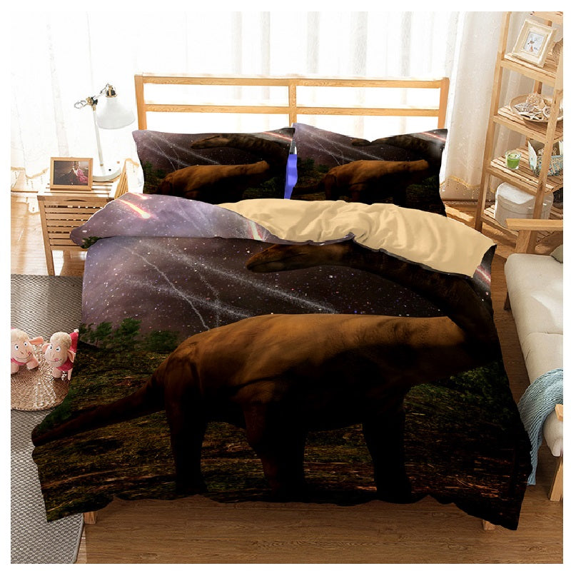 creative style home textile digital printing dinosaur pattern bedding set Europe and America King size 3 pcs bedding