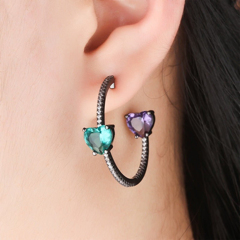 Heart shaped zircon heart earrings