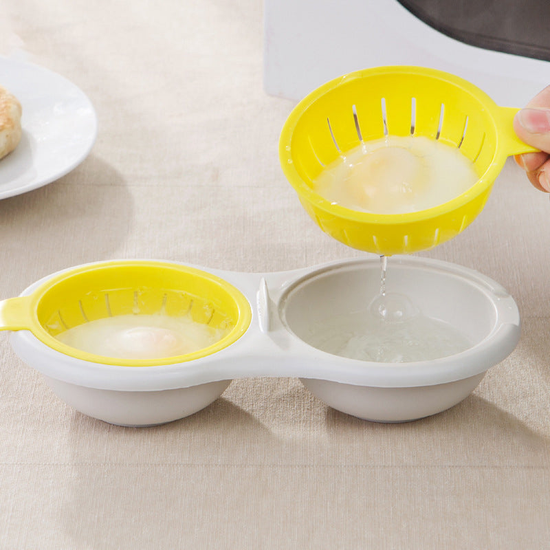 Mini Twin Egg Boiler Creative Tableware Microwave Oven Egg Steamer Double Layer With Lid Egg Steamer Bowl Kitchen Gadget