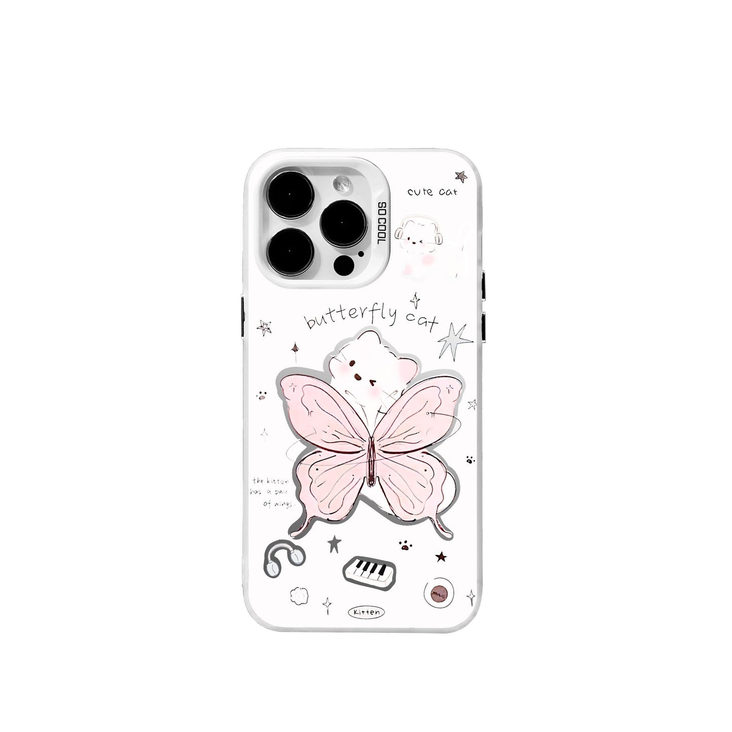 Cute Butterfly Bear Colorful Silver Suitable for Apple 15 Promax Protective Case iPhone 13 Phone Case