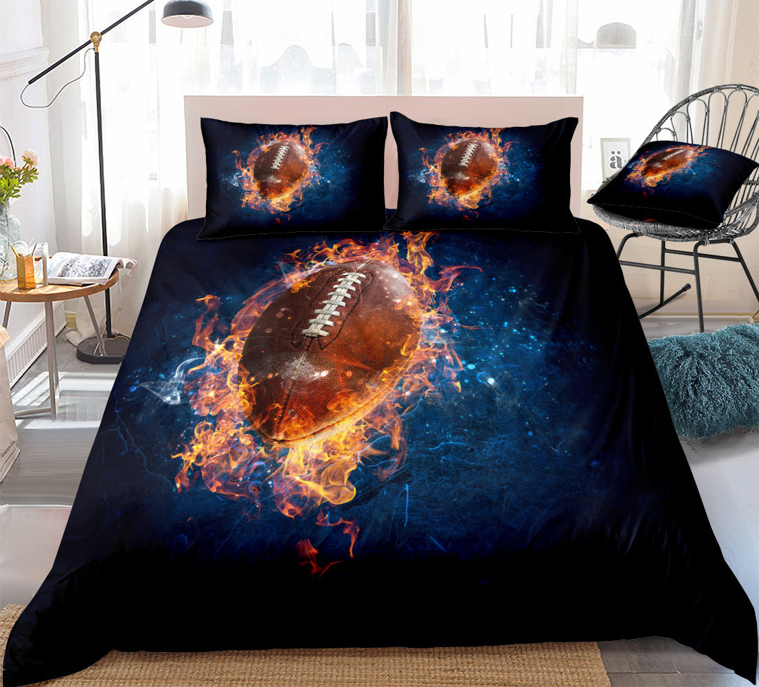 Football fireball pattern home textile bedding quilt cover pillowcase bed sheet three or four sets