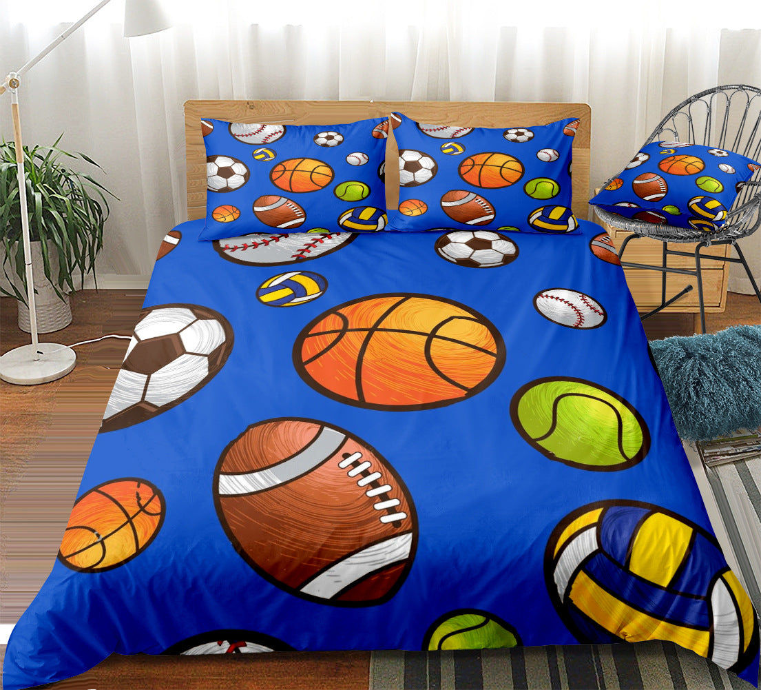 Football fireball pattern home textile bedding quilt cover pillowcase bed sheet three or four sets