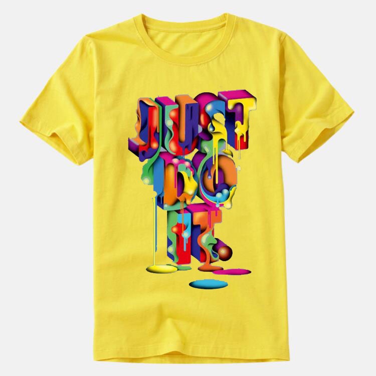 JUST DO IT Men's and Women's Round Neck Colorful Printed T-shirt