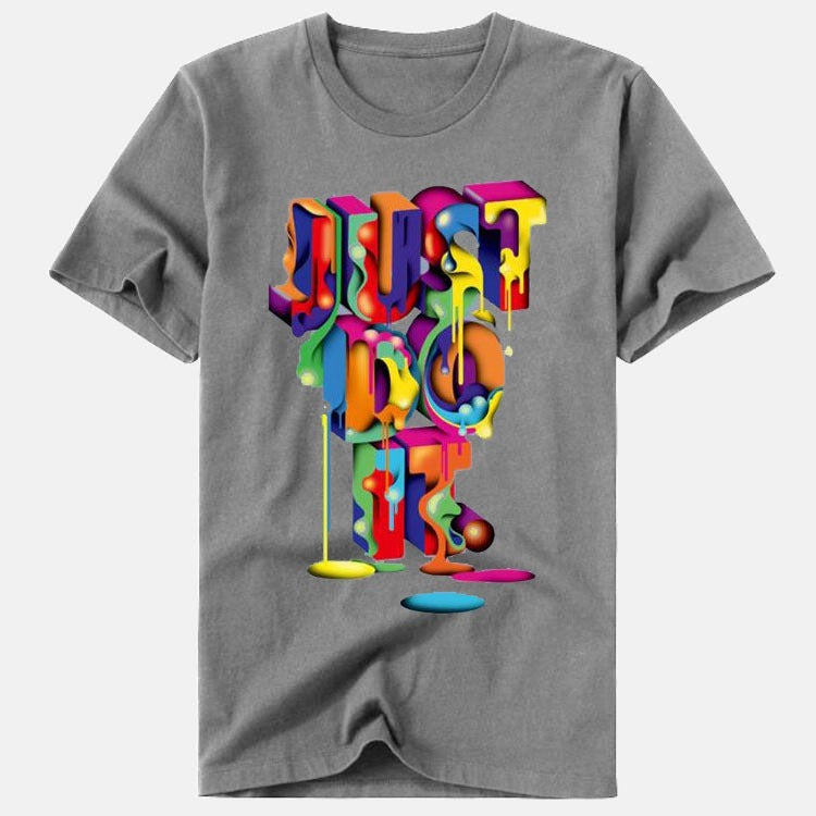 JUST DO IT Men's and Women's Round Neck Colorful Printed T-shirt