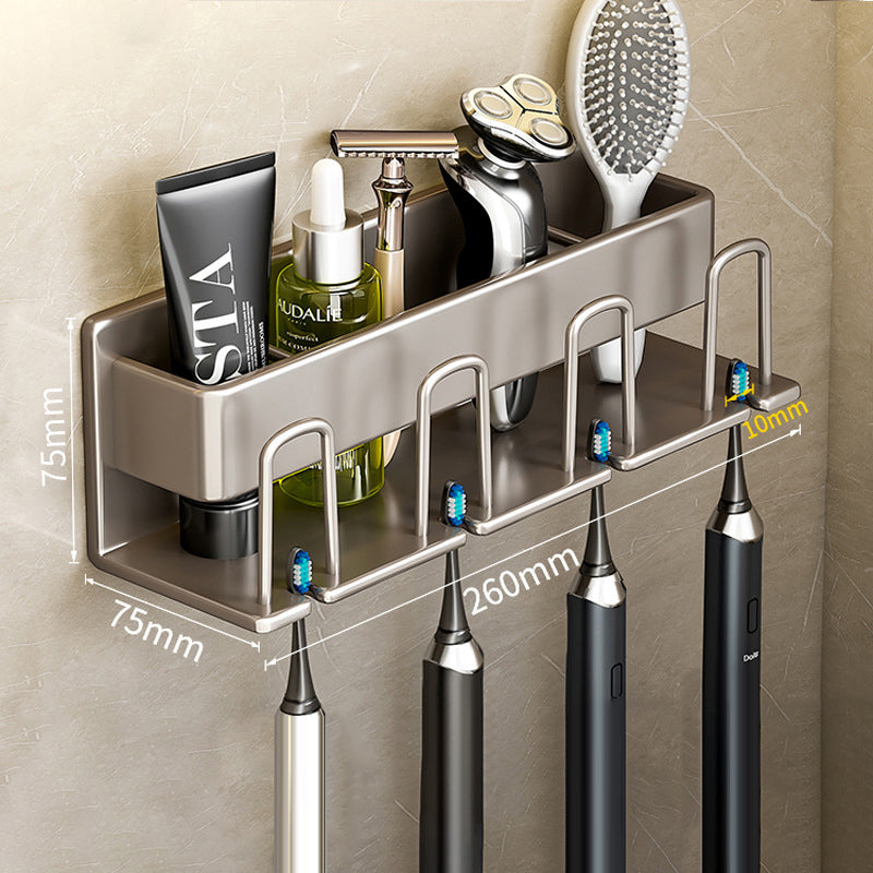 Toothbrush Shelf Bathroom Non-Perforated Mouthwash Cup Tooth Cup Wall-Mounted Storage Rack Electric Toothbrush Shelf