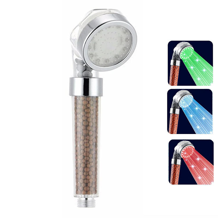 LED Luminous Colorful Shower Nozzle Negative Ion Self Generating Shower Head Three Color Temperature Controlled Led Handheld Shower