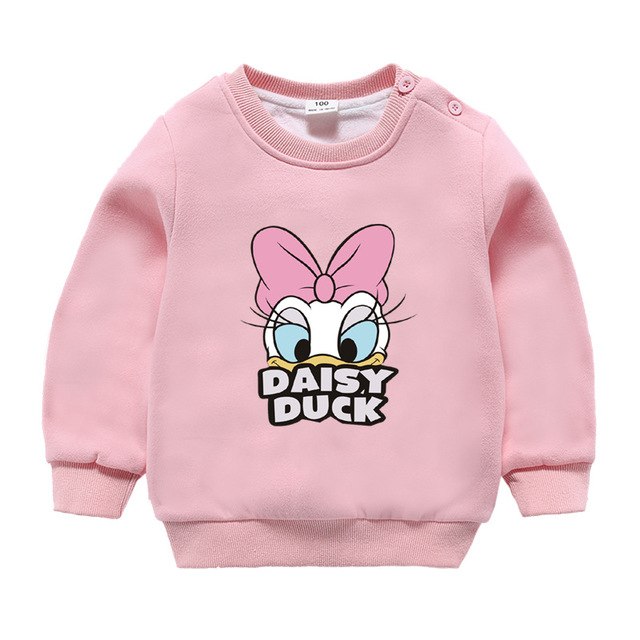 Jargazol Baby Girl Clothes  Autumn Winter Fleece Sweatshirt Cartoon Duck Printed Todder Boy Tops Children Cotton Kids Shirt