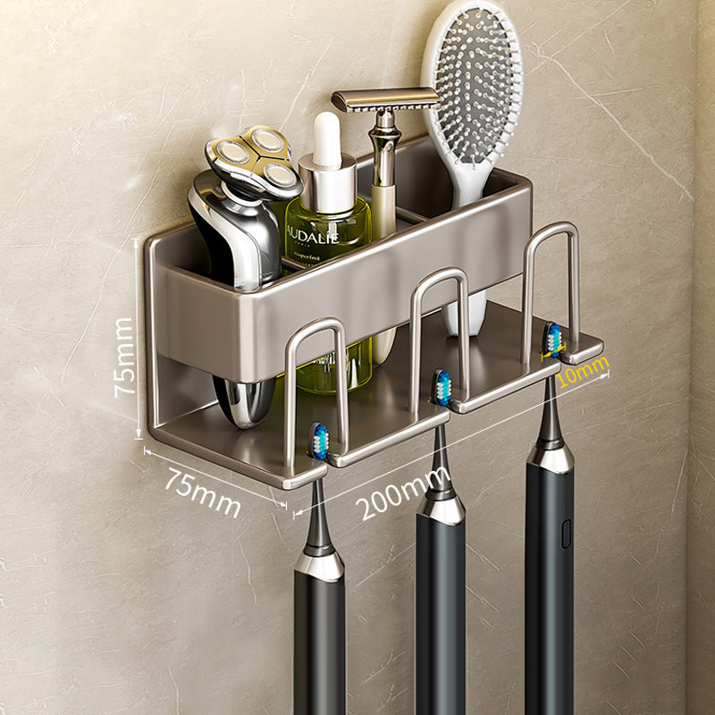 Toothbrush Shelf Bathroom Non-Perforated Mouthwash Cup Tooth Cup Wall-Mounted Storage Rack Electric Toothbrush Shelf