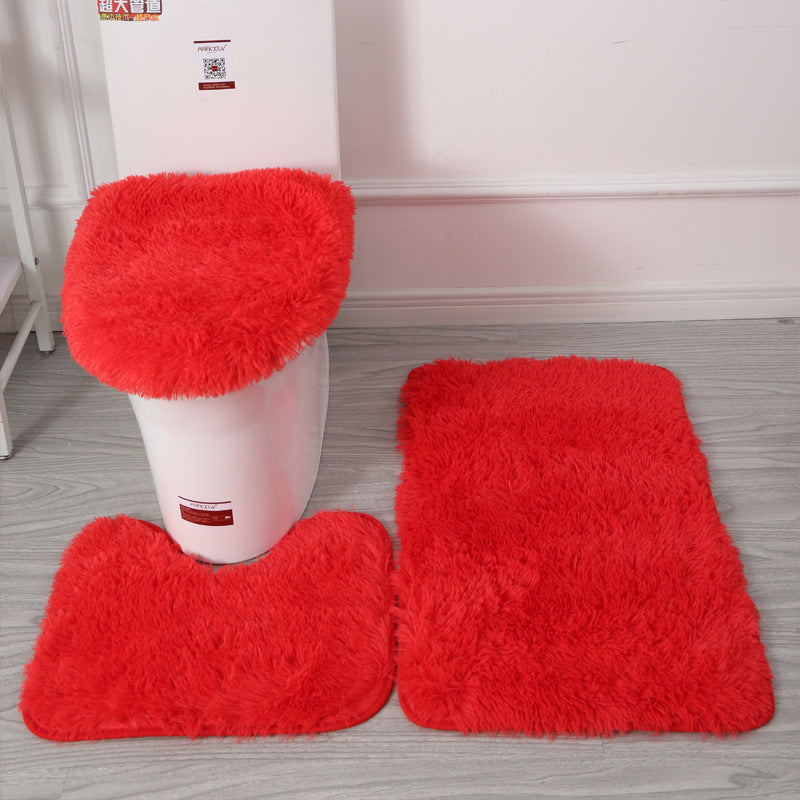 Modern Minimalist Style Solid Color Toilet Bath Bathroom Three-Piece Combination Home Bathroom Floor Mat