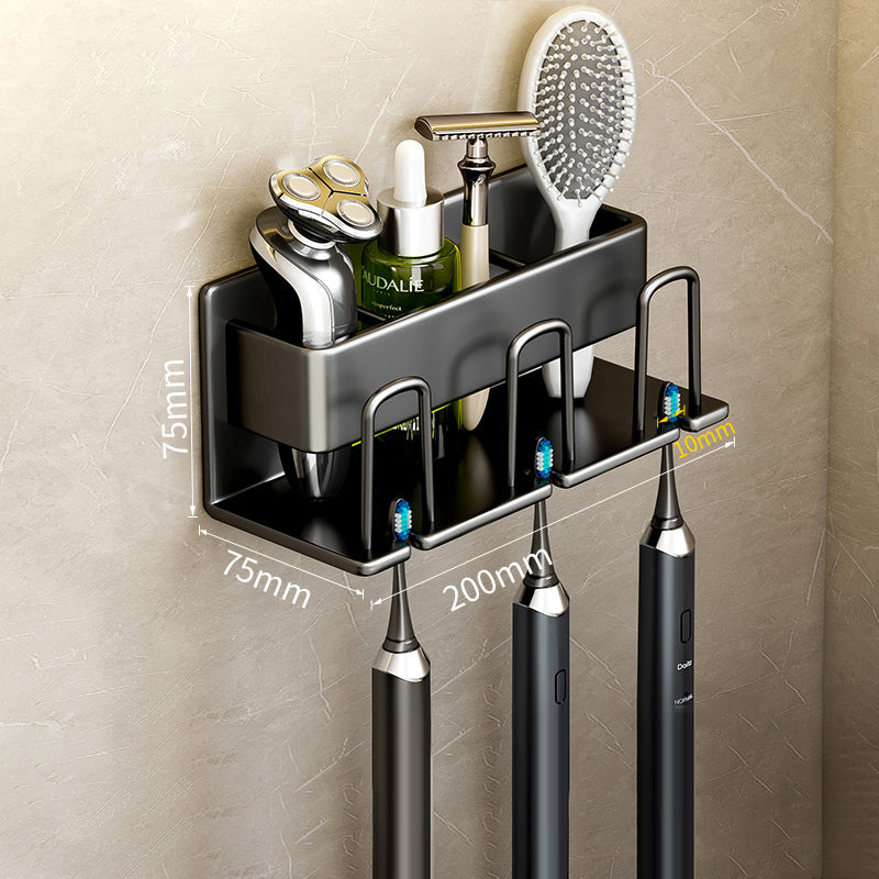 Toothbrush Shelf Bathroom Non-Perforated Mouthwash Cup Tooth Cup Wall-Mounted Storage Rack Electric Toothbrush Shelf