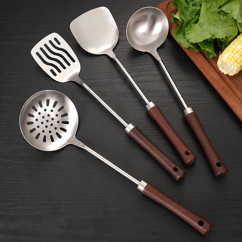 304 Stainless Steel Kitchen Utensil Set with wooden handle New design Kitchen Gadgets Cookware