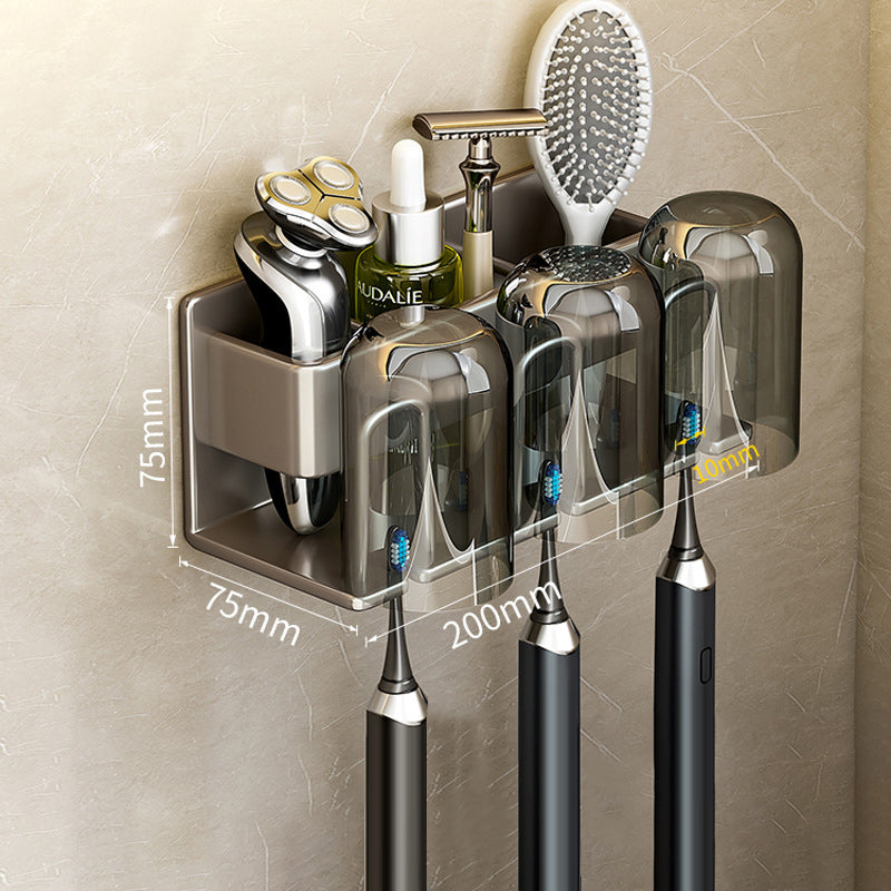 Toothbrush Shelf Bathroom Non-Perforated Mouthwash Cup Tooth Cup Wall-Mounted Storage Rack Electric Toothbrush Shelf